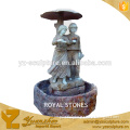 mixed color stone carved love couple water wall fountian for decoration